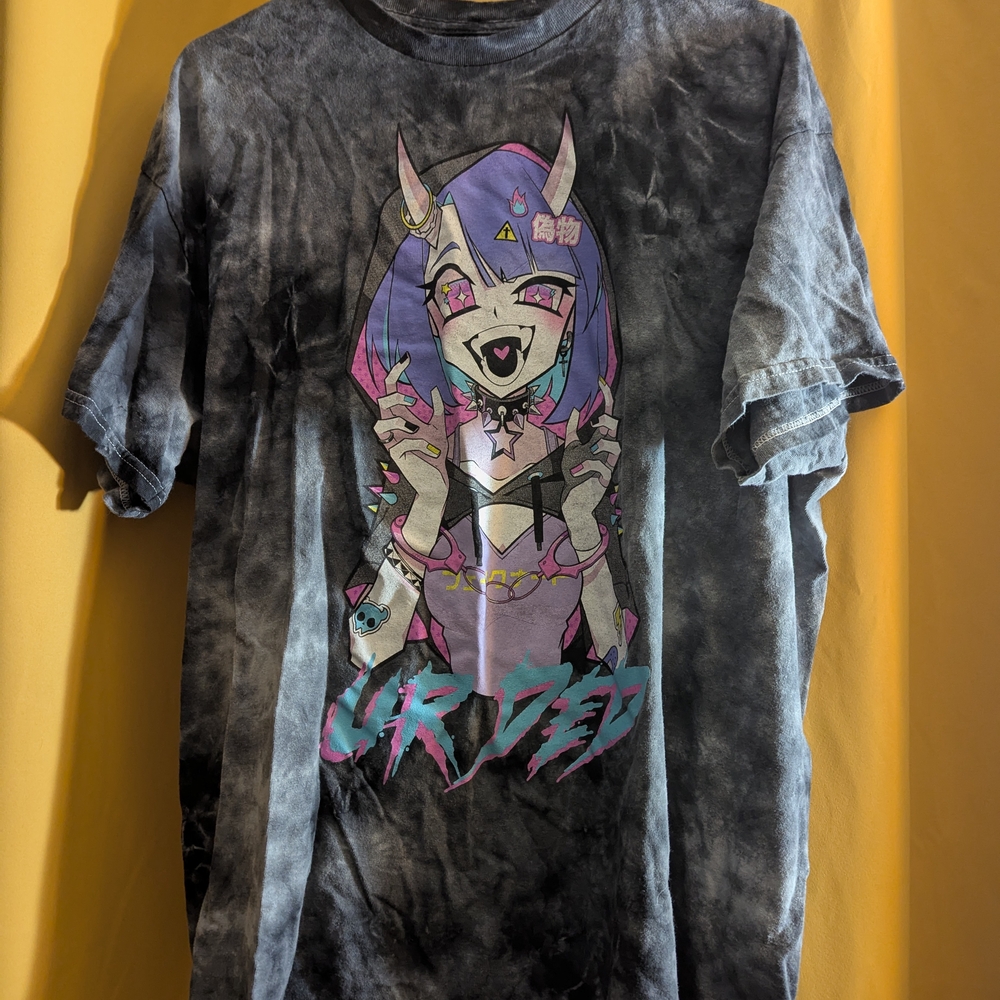 Graphic Tie-Dye T-Shirt with Anime Design